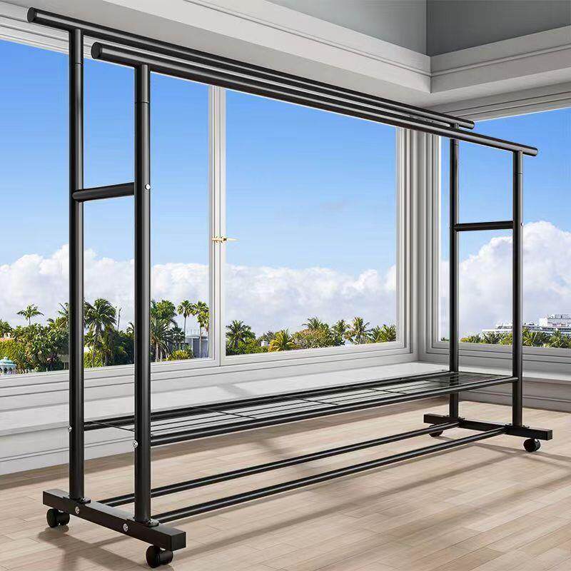 落地立式衣帽架简易衣架落地家用阳台室内简易晾衣架移动挂衣架