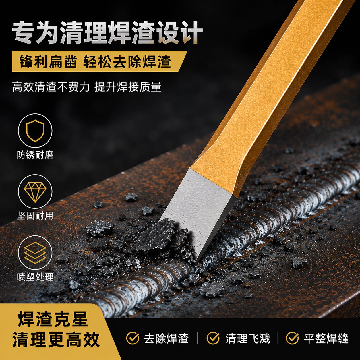 高硬度清渣扁铲合金钢扁凿簪子工具凿子凿铁专用开槽凿子电锤扁铲
