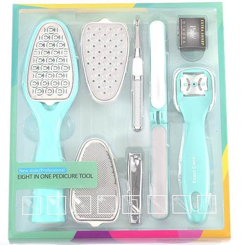足部护理泡脚刨刀八合一脚板锉工具指甲钳去死皮修脚刀搓脚板套装
