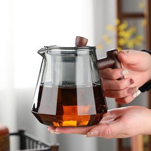 过滤泡茶壶围炉煮茶壶 玻璃茶壶木把单壶电陶炉烧水壶家用茶具套装