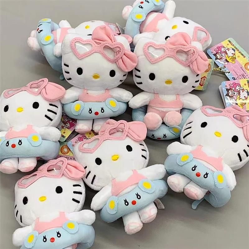 厂家游泳圈kitty挂件毛绒公仔可爱新款玩偶书包挂饰钥匙扣