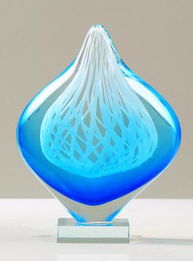 现代轻奢极简琉璃高档创意水滴摆件样板房客厅酒柜博古架软装饰品