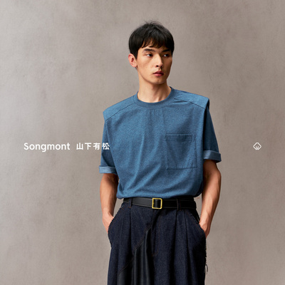 Songmont山下有松垫肩廓形短袖T恤上衣男女同款26夏新款休闲百搭