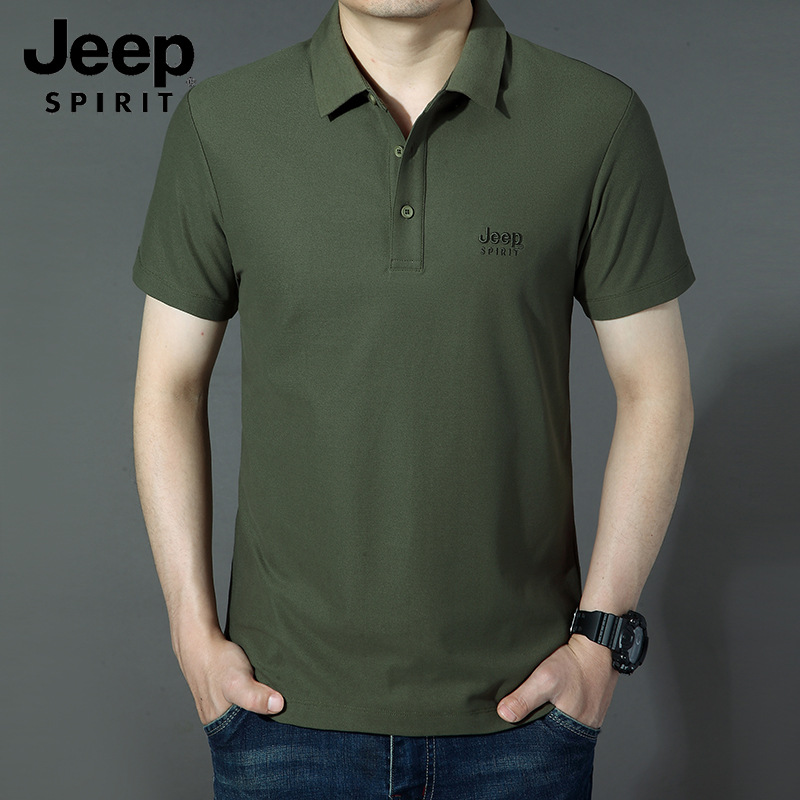 JEEP SPIRIT刺绣男士短袖T恤夏季休闲大码男装PS8019