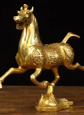纯铜马踏飞燕生肖马奔马摆件马到成功家居办公商铺前台桌面装饰品