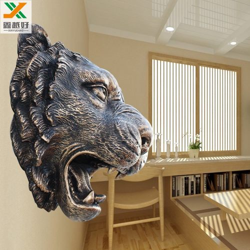 欧式动物老虎头立体墙壁装饰家居树脂工艺品密室逃脱迷宫民宿挂件