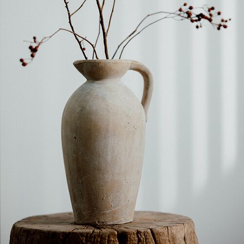 此莳家居 复古日式侘寂风民宿摆件插干花花瓶装饰器皿红陶土陶罐
