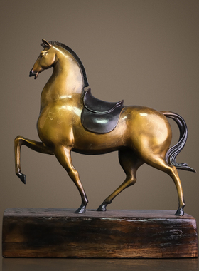 《马上金安》全铜马摆件工艺品办公室客厅书房博古架公司开业礼品