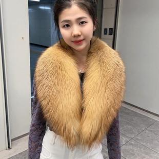 整皮狐狸毛领子围巾围脖披肩男女通用冬季大衣毛领子红狐真皮真毛