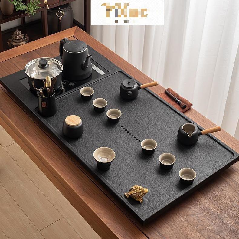 乌金石茶盘天然石材茶台整套一体全自动烧水壶功夫茶具套装茶托盘