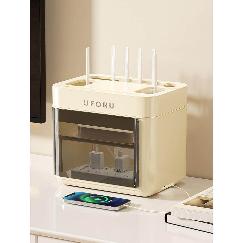 极简风格路由器存储盒电视柜台顶部机顶盒放置机架插座网线隐藏丑