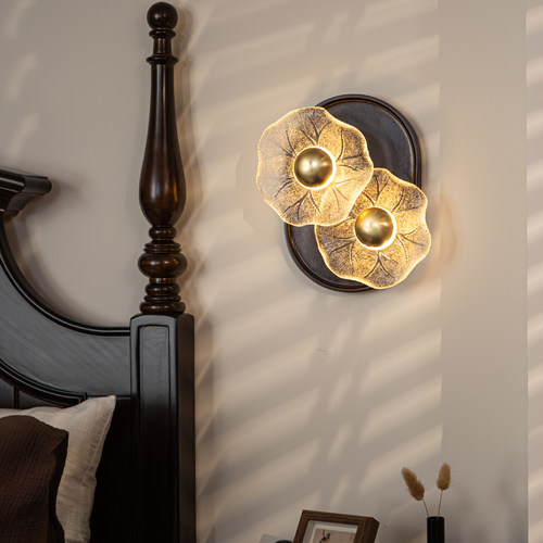 中古轻奢浪漫氛围花朵床头灯