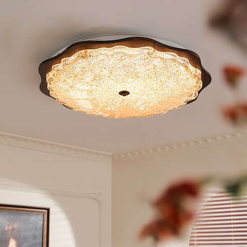 设计师款荷叶金箔实木卧室灯