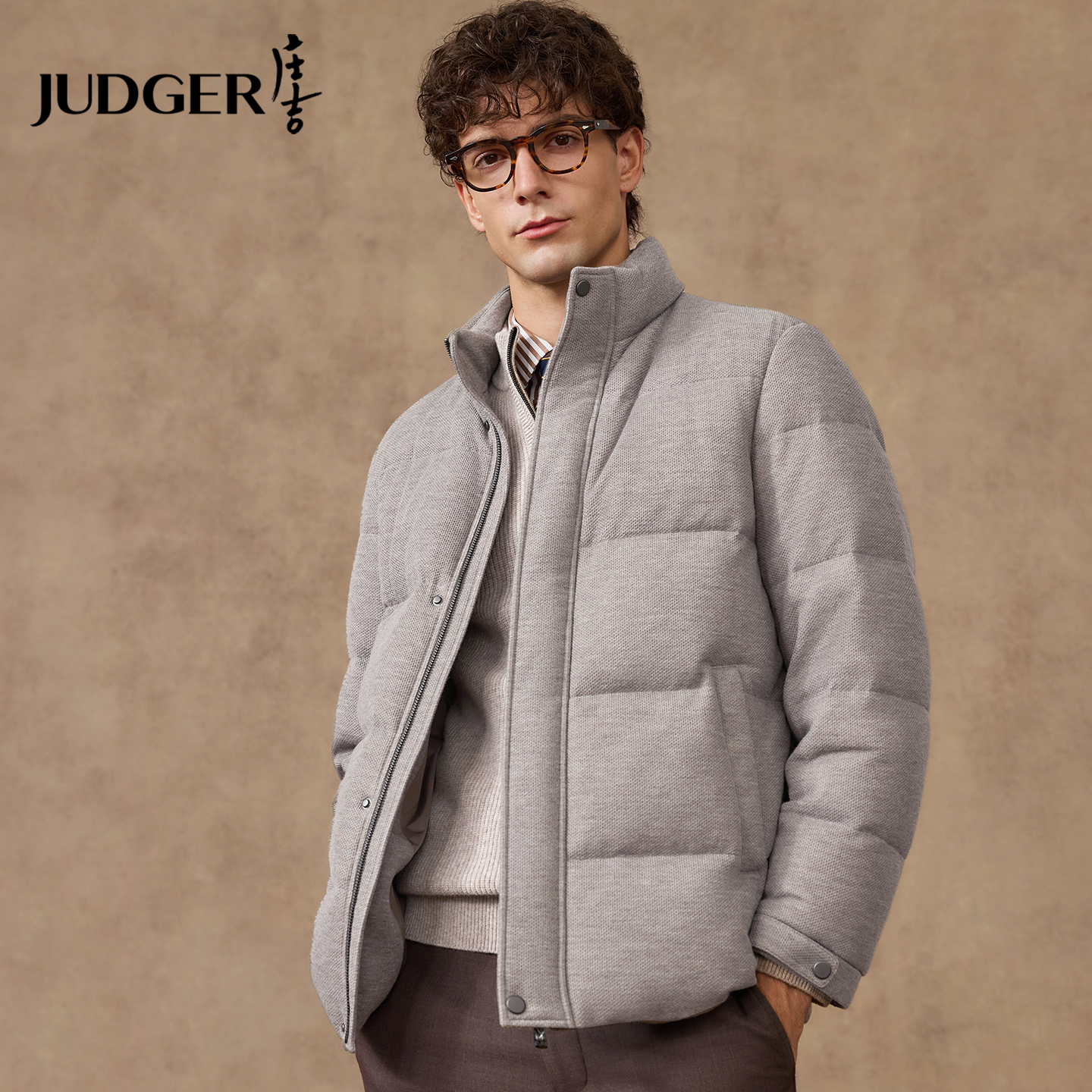 【羊毛针织】庄吉男士立领羽绒服2025冬季高级感男装保暖加厚外套