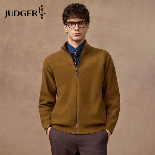 【含桑蚕丝羊绒】庄吉男士开衫2025秋冬新款针织夹克立领通勤男装