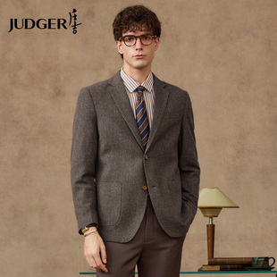 格纹轻奢正装 西服2025秋冬款 庄吉男士 单西上衣 100%定织羊毛