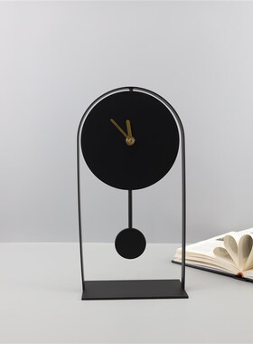简约黑色金属几何挂钟摆件办公室卧I室书房客厅样板房家居饰品