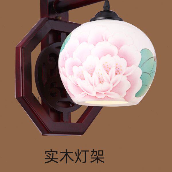 新中式实木陶瓷壁灯客厅书房卧室床头壁灯