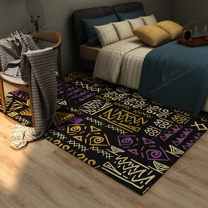 简约现代民族风格地毯乡村田园风客厅茶几地垫北欧卧室.床边毯满