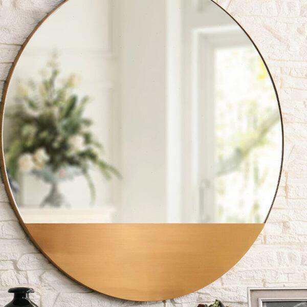 北欧不锈钢浴室镜圆形简约挂墙卫生间镜子创意装饰镜轻奢墙面定制