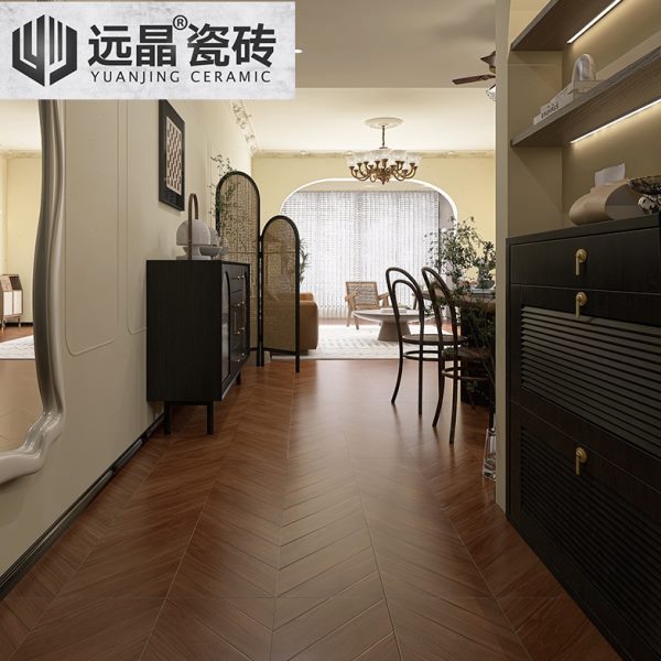 远晶 600x1200天鹅绒8°柔光面木纹瓷砖全瓷拉槽客厅地板砖南洋风