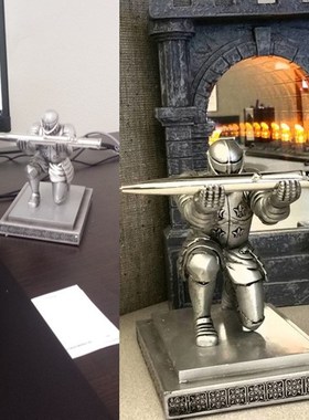 执行官骑士笔座盔甲英雄笔架文具 PENHOLDER摆件笔架笔托创意骑士