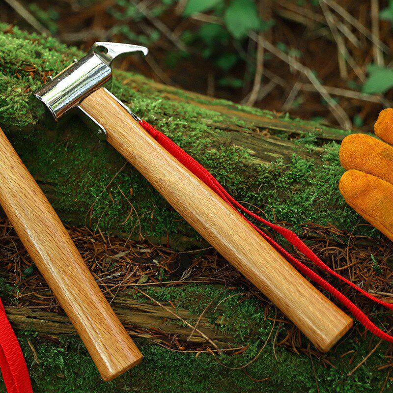 户外野营地钉锤帐篷天幕铜锤多功能拔钉器锤子安全锤木柄锤救生锤