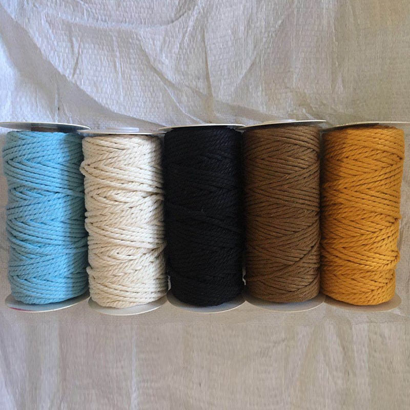 单彩色棉绳手工编织挂毯用粗细捆绑棉绳纺织辅料包芯棉绳子定 制