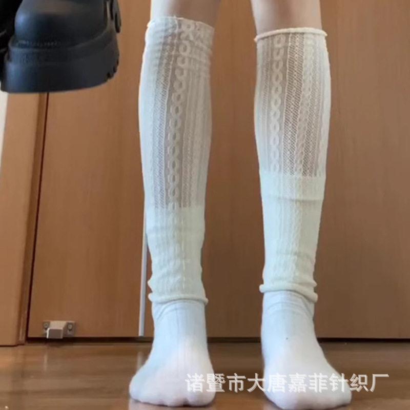 腿套白色靴子袜子女中筒袜套秋冬小腿袜配长筒靴袜堆堆袜蕾丝长靴