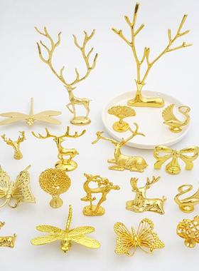 创意简约梅花鹿壶盖提手包装盒纸巾盒化妆品盒装饰品摆件金属小鹿