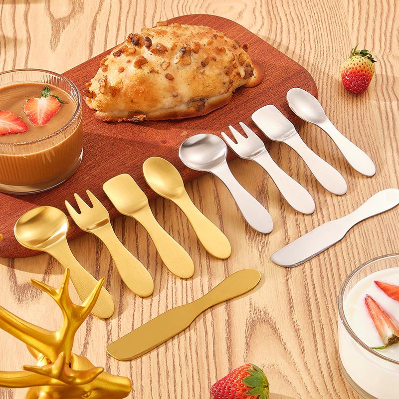 304不锈钢儿童勺叉冰激淋雪糕勺甜品叉布丁勺黄油刀调料勺咖啡勺