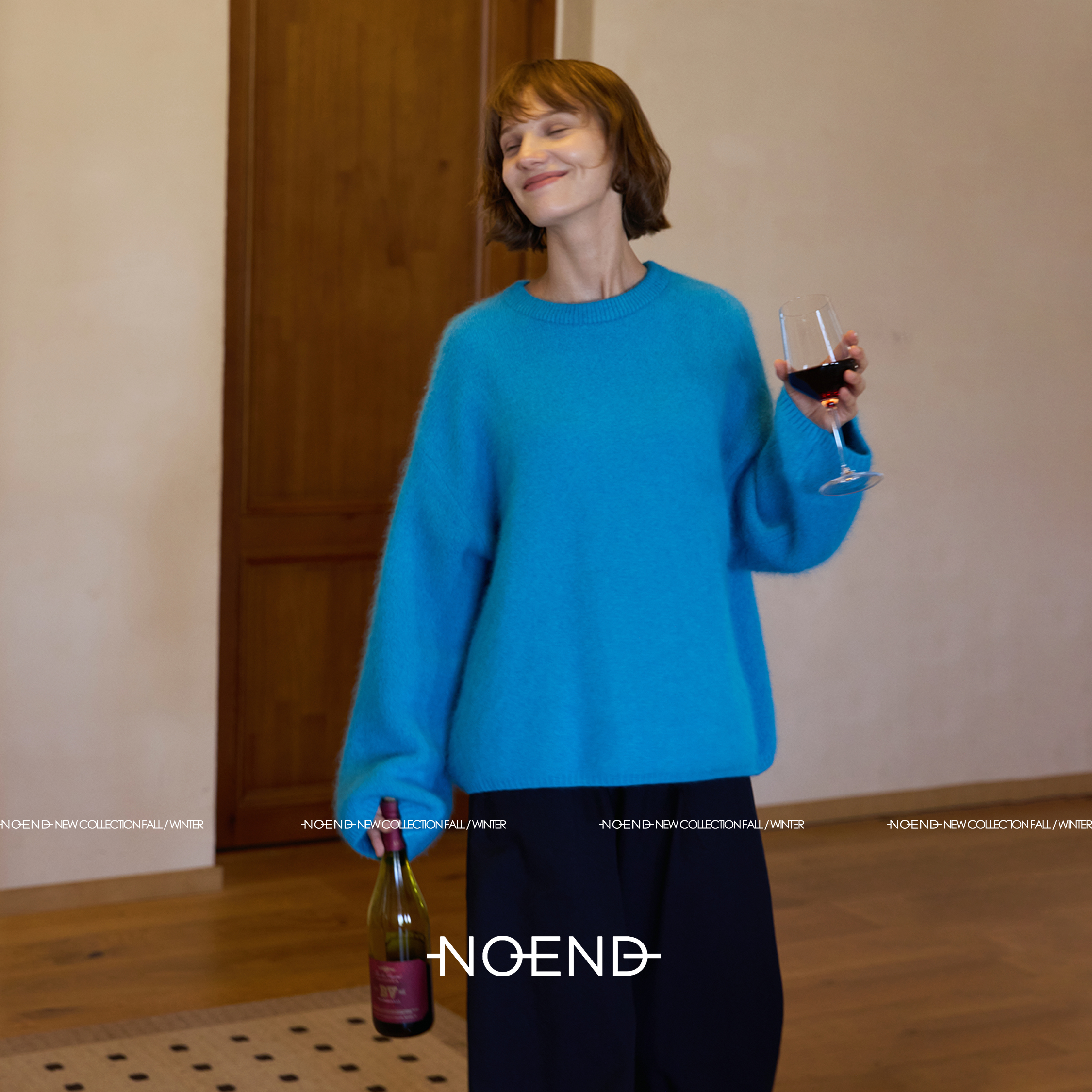 NOEND25/冬日色彩氛围感廓形简约圆领保暖套头毛衣