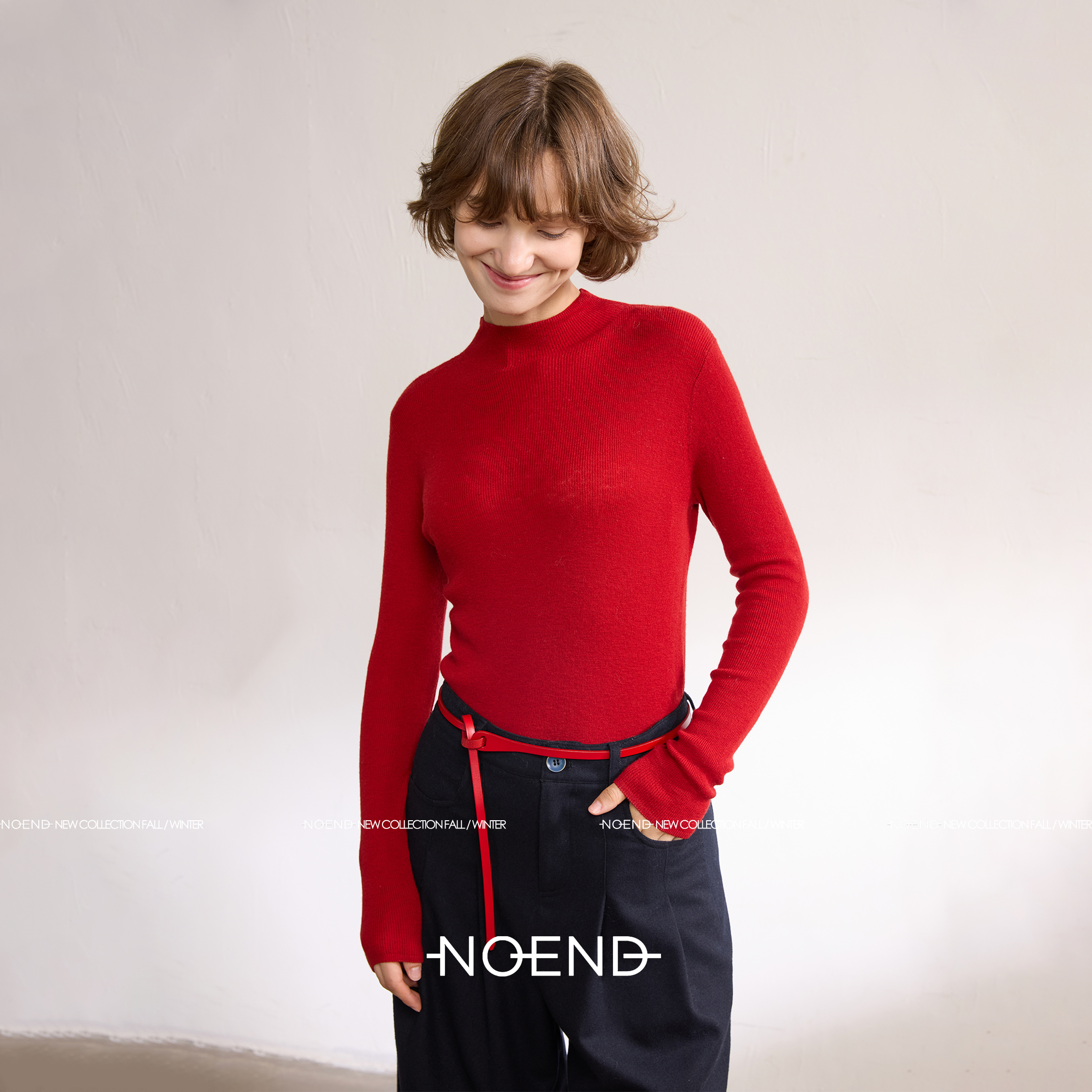 NOEND【冬日胶囊系列】48支100%绵羊毛百搭显瘦纯色半高领打底衫