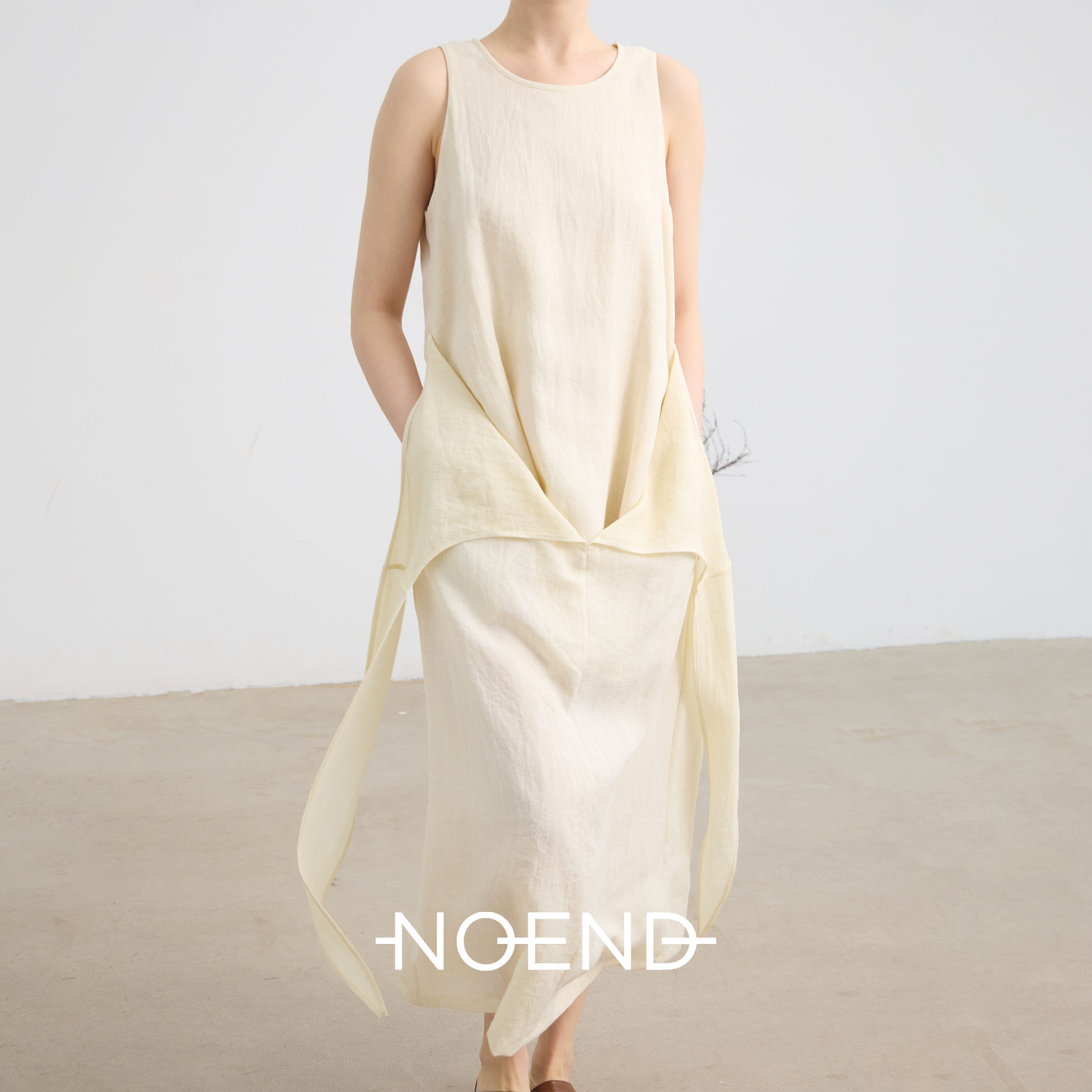 一衣多穿灯笼袖绑带宽松连衣裙