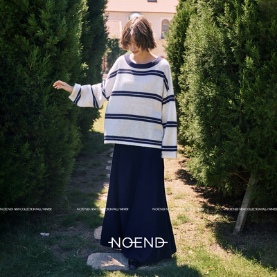 NOEND巴黎女画家复古半裙羊绒羊毛松紧腰慵懒大裙摆半身裙A字长裙