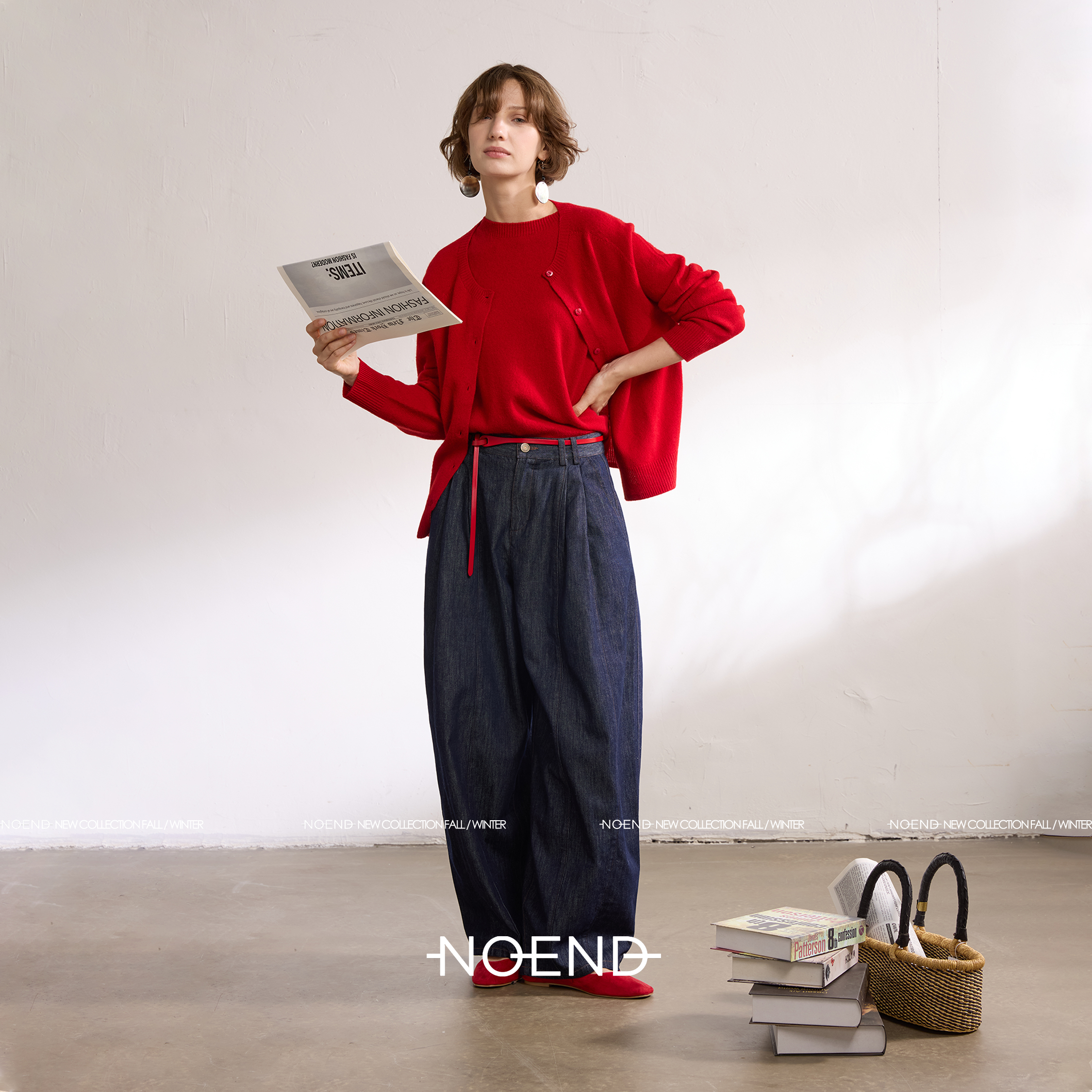 NOENDNO25AW【冬日缤纷 定制色 氛围感】 100%羊毛针织开衫 背心