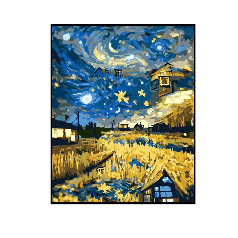 数字油画diy手工填充填色油彩画风景丙烯装饰画手绘生日礼物简单图片