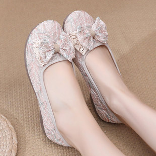 夏季老北京布鞋女网鞋网面透气时尚妈妈鞋软底防滑中老年人休闲鞋