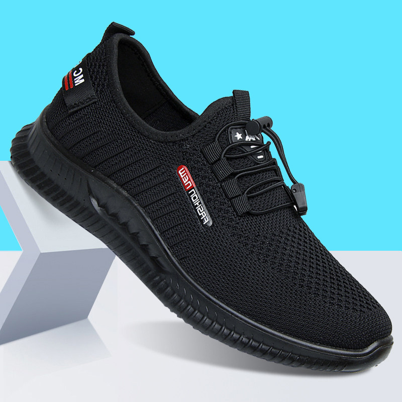 老北京布鞋男款春秋透气单鞋软底防滑中老年爸爸鞋网面运动休闲鞋