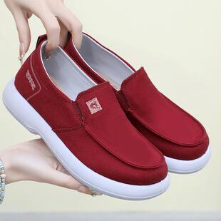 老北京布鞋女春秋款软底防滑透气一脚蹬学生帆布鞋中老年妈妈单鞋