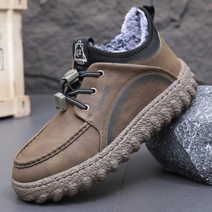 冬季老北京布鞋男棉鞋加绒加厚保暖户外防滑牛筋底中老年人爸爸鞋