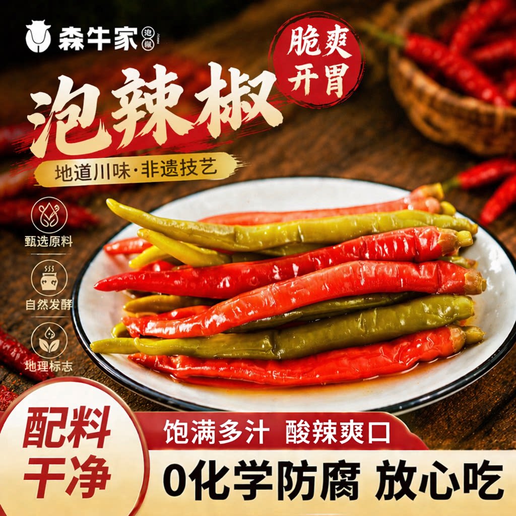 森牛家四川腌酸辣椒正宗老坛泡图片