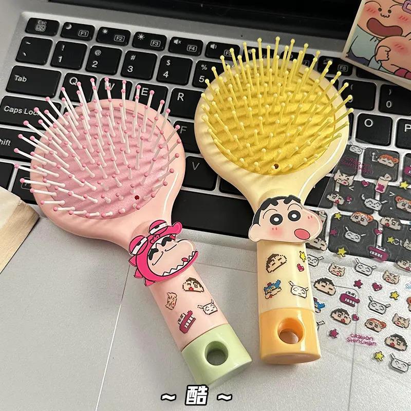 新款卡通蜡笔小新二合一气囊梳子可爱便携迷你手持按摩气垫梳镜