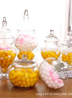 厂家直销婚庆玻璃糖罐樽欧式水晶玻璃糖缸储物罐甜品台摆件