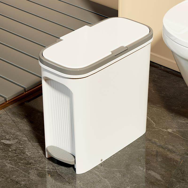 垃圾桶家用带盖脚踩手按2023新款厕所卫生间厨房手按大容量夹缝严