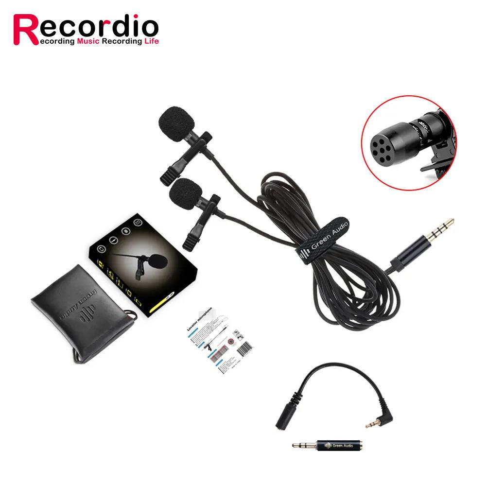 GAM-16D 双头领夹麦克风两人同时手机直播录音小蜜蜂双头采访话筒