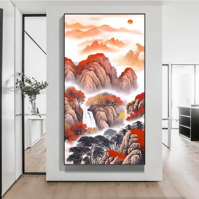 客5d钻石画玄关2024新款粘厅钻石贴十字绣鸿运当头中式山新水OZZ