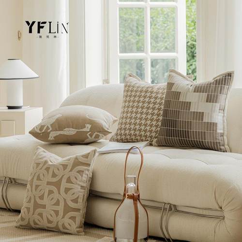 雅燕麦色 梵林麦色奶油轻奢样色板间沙发燕客厅抱枕靠垫法米色中