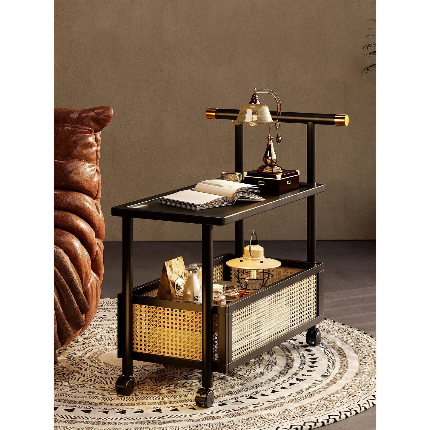 沙发边几可易移动客厅推车置物带轮小中古风架十一维度小茶几家用