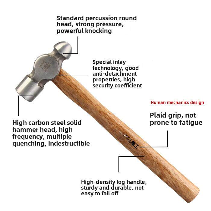 长精工圆硬头锤木b柄城防滑家用小锤小锤0.5L.LAE1Lb.2Lb3磅的件
